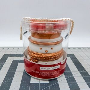 Yankee Candle Luminary Snowman Gold Trim Tea Light Sparkling Cinnamon Scent